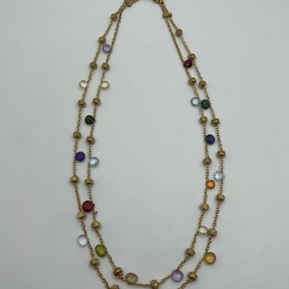 Marco Bicego 18K Gold Multi-Color Gemstone Chain Layered Paradise Necklace *Read - Picture 3 of 9